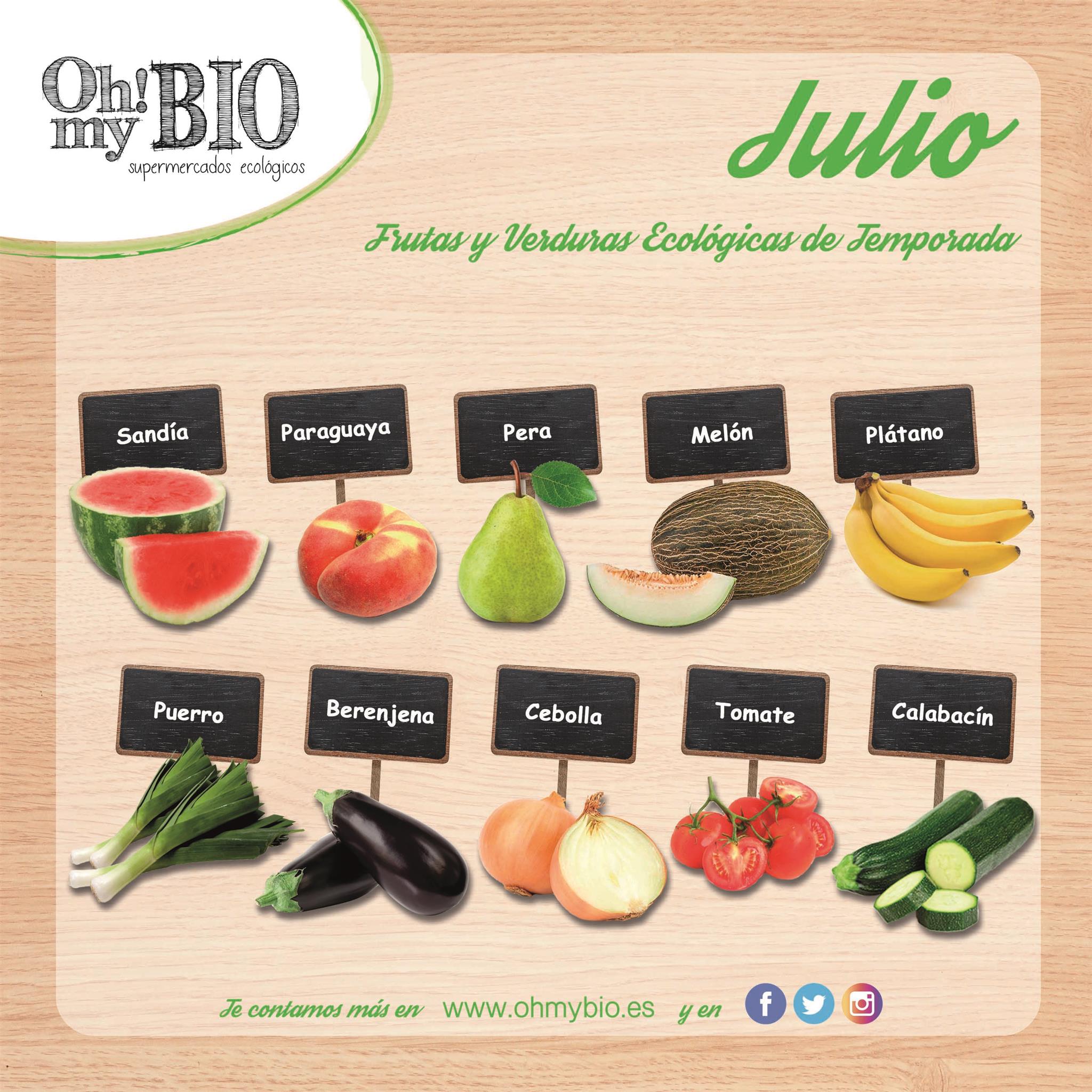 Frutas y verduras en temporada de julio